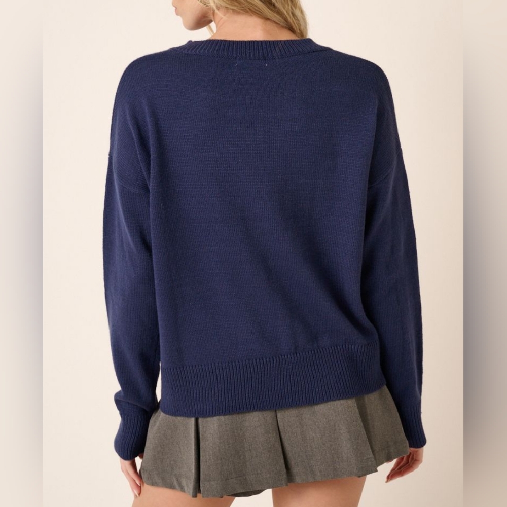 NWT MITTOSHOP Cotton Crew Sweater XO 💘😍 - Picture 2 of 5
